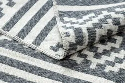 Teppich TWIN 22996 geometrisch, streifen Baumwolle, doppelseitig, Ökologische Fransen - anthrazit / creme