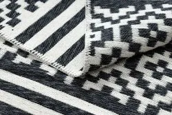 Teppich TWIN 22996 geometrisch, streifen Baumwolle, doppelseitig, Ökologische Fransen - schwarz / creme