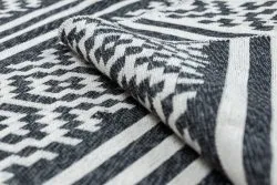 Teppich TWIN 22996 geometrisch, streifen Baumwolle, doppelseitig, Ökologische Fransen - schwarz / creme