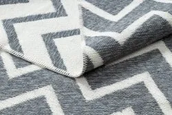 Teppich TWIN 23002 ZigZag, Baumwolle, doppelseitig, Ökologische Fransen - anthrazit / creme