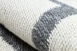 Teppich TWIN 23002 ZigZag, Baumwolle, doppelseitig, Ökologische Fransen - anthrazit / creme
