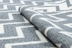 Teppich TWIN 23002 ZigZag, Baumwolle, doppelseitig, Ökologische Fransen - anthrazit / creme
