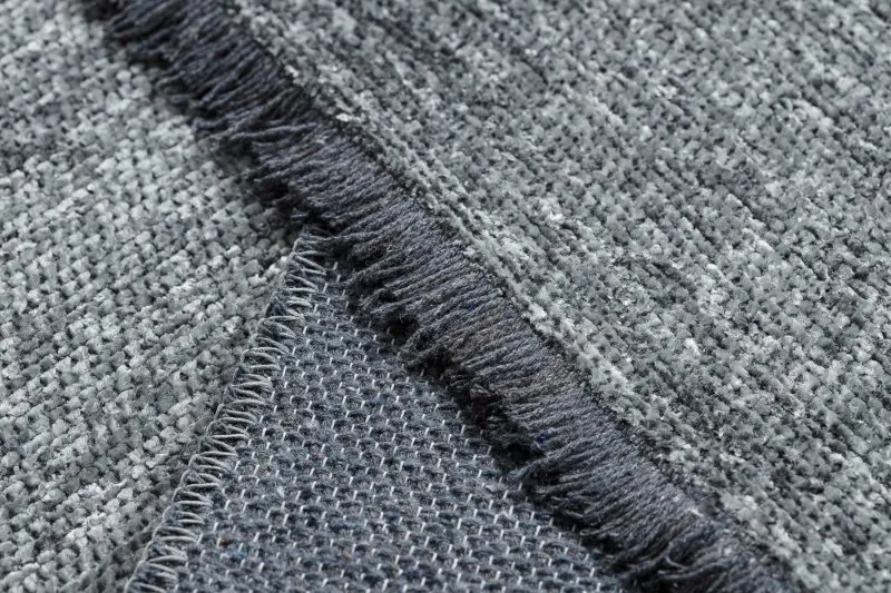 Teppich FLORENCE 24021 Einfarbig, Glamour, Flachgewebt, Fransen - grau