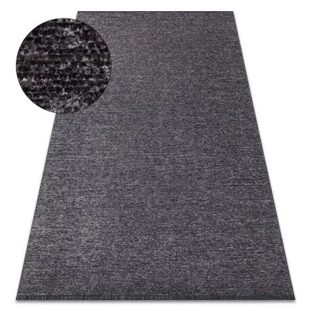 Teppich FLORENCE 24021 Einfarbig, Glamour, Flachgewebt, Fransen - anthrazit