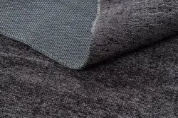 Teppich FLORENCE 24021 Einfarbig, Glamour, Flachgewebt, Fransen - anthrazit