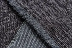 Teppich FLORENCE 24021 Einfarbig, Glamour, Flachgewebt, Fransen - anthrazit