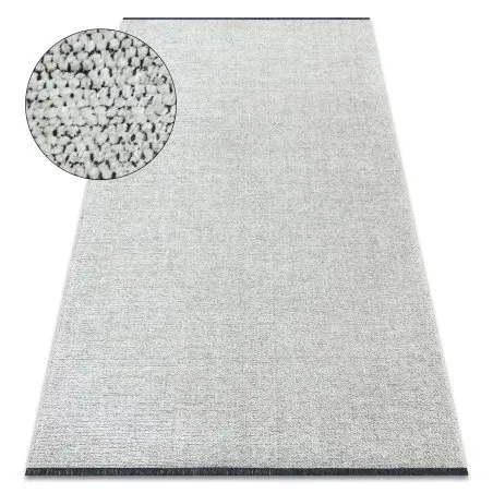 Teppich FLORENCE 24021 Einfarbig, Glamour, Flachgewebt, Fransen - creme