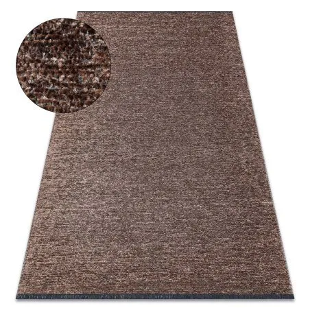 Teppich FLORENCE 24021 Einfarbig, Glamour, Flachgewebt, Fransen - braun