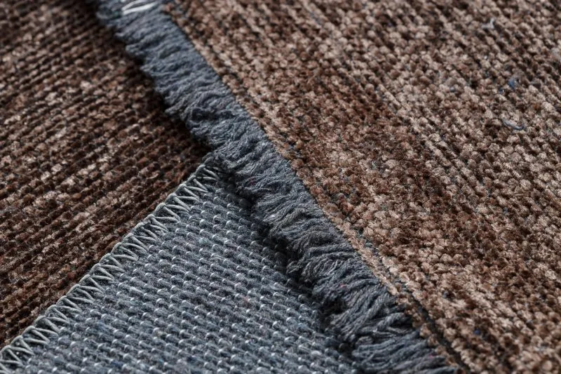 Teppich FLORENCE 24021 Einfarbig, Glamour, Flachgewebt, Fransen - braun