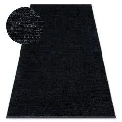 Teppich FLORENCE Einfarbig, Glamour, Flachgewebt, Fransen - schwarz