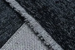 Teppich FLORENCE 24021 Einfarbig, Glamour, Flachgewebt, Fransen - schwarz