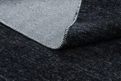 Teppich FLORENCE 24021 Einfarbig, Glamour, Flachgewebt, Fransen - schwarz