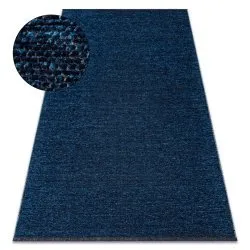 Teppich FLORENCE Einfarbig, Glamour, Flachgewebt, Fransen - dunkelblau