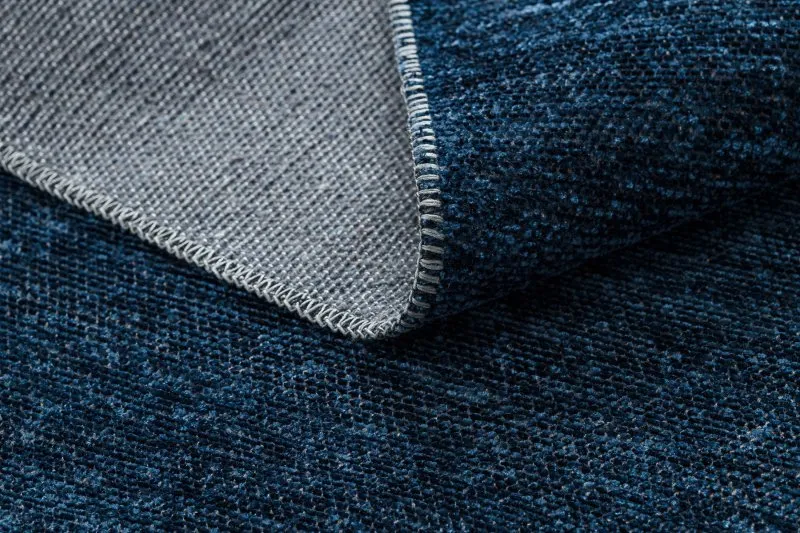 Teppich FLORENCE 24021 Einfarbig, Glamour, Flachgewebt, Fransen - dunkelblau