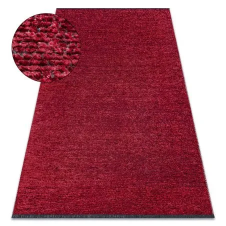 Teppich FLORENCE 24021 Einfarbig, Glamour, Flachgewebt, Fransen - rot