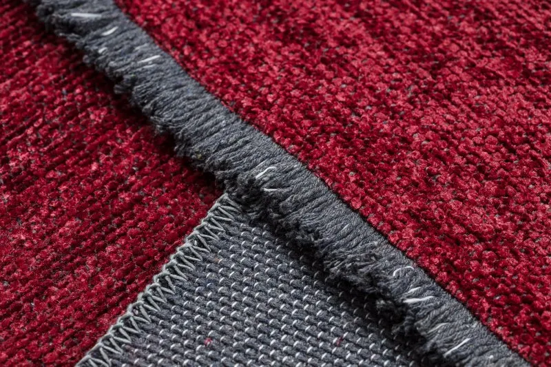 Teppich FLORENCE 24021 Einfarbig, Glamour, Flachgewebt, Fransen - rot