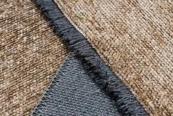 Teppich FLORENCE 24021 Einfarbig, Glamour, Flachgewebt, Fransen - dunkelbeige