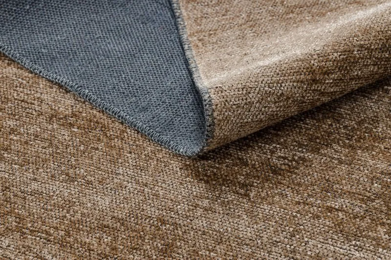Teppich FLORENCE 24021 Einfarbig, Glamour, Flachgewebt, Fransen - dunkelbeige