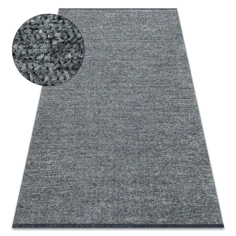 Teppich FLORENCE 24021 Einfarbig, Glamour, Flachgewebt, Fransen - Meeresfarbe