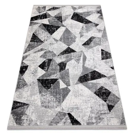 Modern Teppich TULS strukturell, Franse 51211 Geometrisch anthrazit