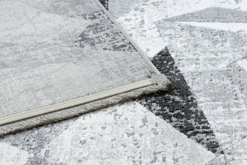 Modern Teppich TULS strukturell, Franse 51211 Geometrisch anthrazit