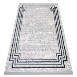 Modern Teppich TULS strukturell, Franse Rahmen elfenbein / blau