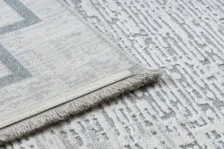 Modern Teppich TULS strukturell, Franse 51242 Rahmen elfenbein / blau
