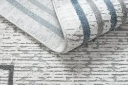 Modern Teppich TULS strukturell, Franse 51242 Rahmen elfenbein / blau