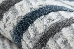 Modern Teppich TULS strukturell, Franse 51242 Rahmen elfenbein / blau