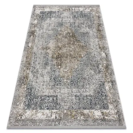 Modern Teppich TULS strukturell, Franse 51323 Vintage, Rahmen, Rosette elfenbein / grau 