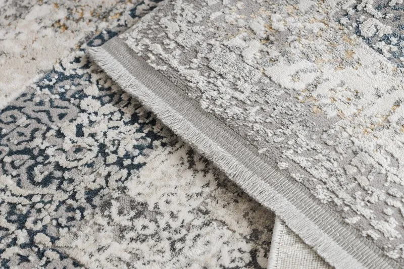 Modern Teppich TULS strukturell, Franse 51323 Vintage, Rahmen, Rosette elfenbein / grau 