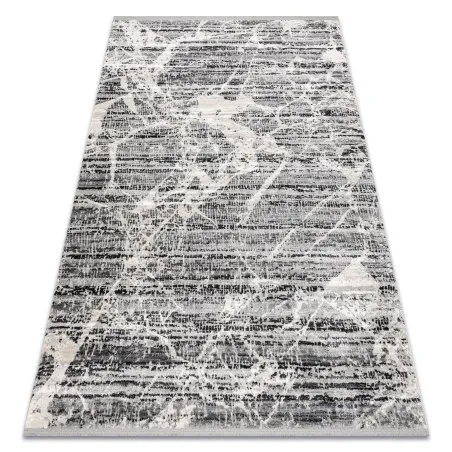 Modern Teppich TULS strukturell, Franse 51322 Marmor grau / elfenbein