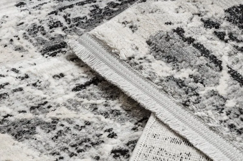Modern Teppich TULS strukturell, Franse 51322 Marmor grau / elfenbein