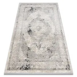 Modern Teppich TULS strukturell, Franse Vintage, Rahmen Rosette beige / grau