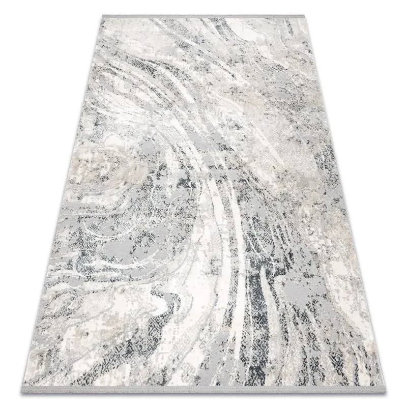 Modern Teppich TULS strukturell, Franse 51328 Vintage, Abstraktion elfenbein / grau 