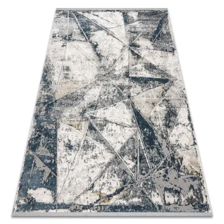 Modern Teppich TULS strukturell, Franse 51326 Geometrisch, Mosaik elfenbein / blau