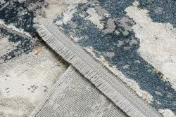 Modern Teppich TULS strukturell, Franse 51326 Geometrisch, Mosaik elfenbein / blau