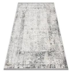 Modern Teppich TULS strukturell, Franse Vintage, Rahmen elfenbein / grau