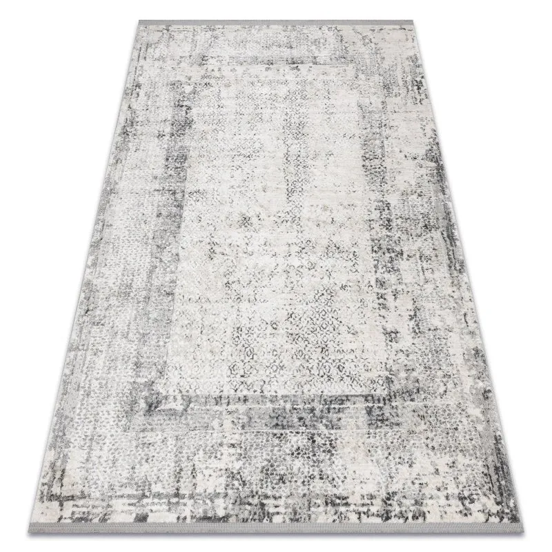 Modern Teppich TULS strukturell, Franse 51324 Vintage, Rahmen elfenbein / grau 