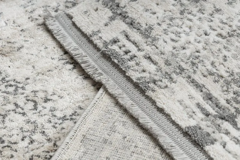 Modern Teppich TULS strukturell, Franse 51324 Vintage, Rahmen elfenbein / grau 