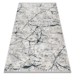 Modern Teppich TULS strukturell, Franse Marmor elfenbein / blau