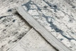 Modern Teppich TULS strukturell, Franse 51320 Marmor elfenbein / blau