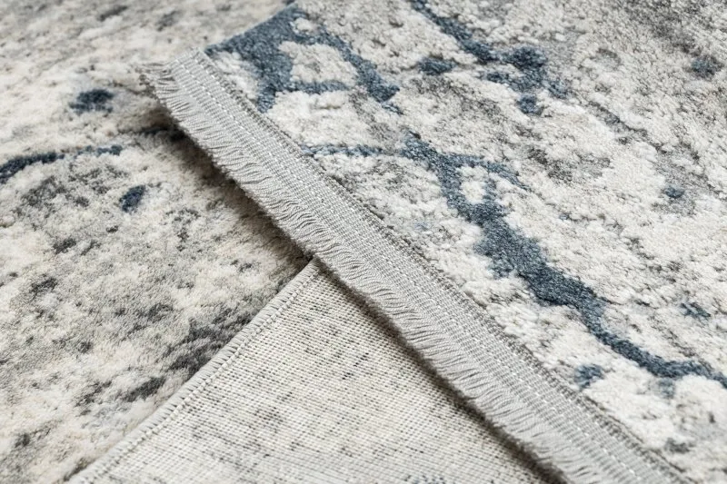 Modern Teppich TULS strukturell, Franse 51320 Marmor elfenbein / blau