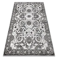Teppich MATEO Modern Rahmen, Blumen - Strukturell grau