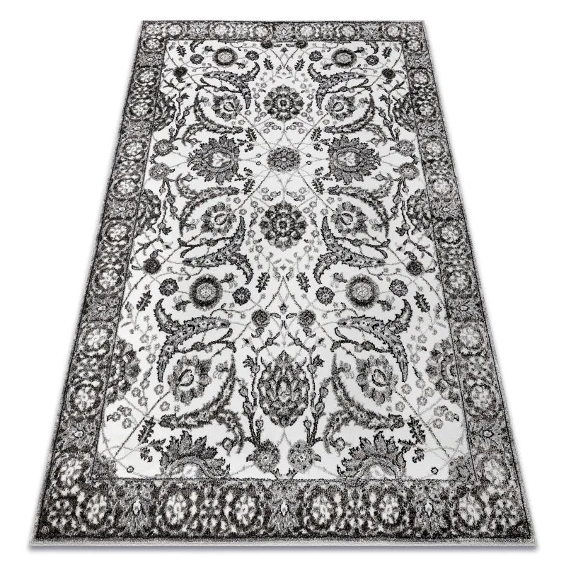 Teppich MATEO 8037/644 Modern Rahmen, Blumen - Strukturell grau