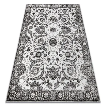 Teppich MATEO 8037/644 Modern Rahmen, Blumen - Strukturell grau