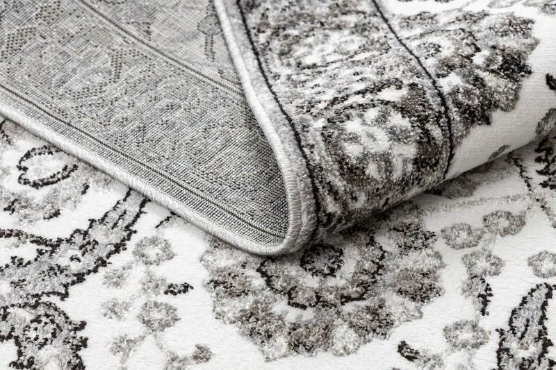 Teppich MATEO 8037/644 Modern Rahmen, Blumen - Strukturell grau