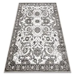 Teppich MATEO Modern Rahmen, Blumen - Strukturell grau / beige