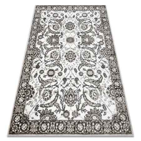 Teppich MATEO 8037/944 Modern Rahmen, Blumen - Strukturell grau / beige