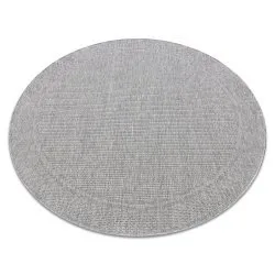 Teppich TIMO Kreis SISAL draussen Rahmen hellgrau